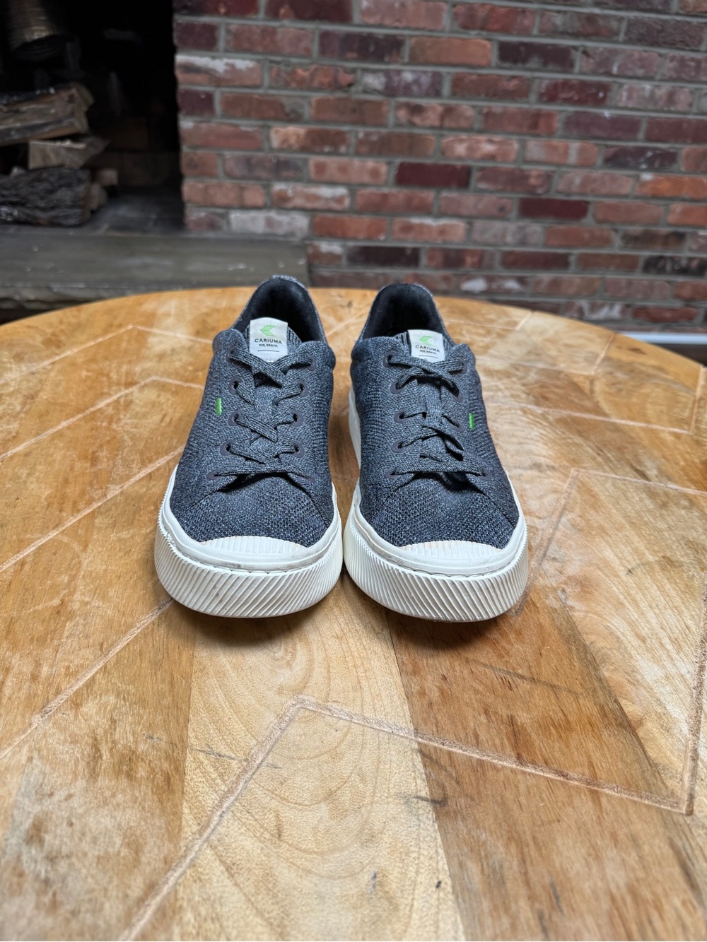 Cariuma Men's Gray Canvas Sneakers with Cream Sole